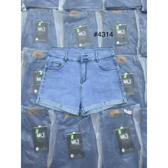 [Bigsize] Quần Sọt Jean Nữ Co Giãn Mạnh Màu Xanh Mẫu Trơn Lật Lai 2 Nút Mã 4314