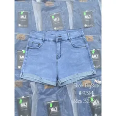 [Bigsize] Quần Sọt Jean Nữ Co Giãn Mạnh Màu Xanh Mẫu Trơn Lật Lai 2 Nút Mã 4314