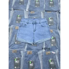 [Bigsize] Quần Sọt Jean Nữ Co Giãn Mạnh Màu Xanh Mẫu Trơn Lật Lai 2 Nút Mã 4314