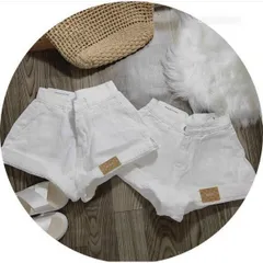 Quần Sọt Jean Nữ Mẫu Trơn Lật Lai Đính Logo Siêu Cute