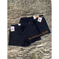 [Bigsize] Quần sọt jean nữ hàng co giãn mạnh màu đen trơn từ 60-85kg