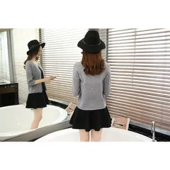 Áo khoác len dệt kim nữ tay lỡ gợn sóng hàng nhập len dày đẹp