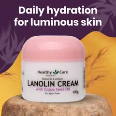 Kem Dưỡng Cừu Và Tinh Dầu Hạt Nho Healthy Care Lanolin Cream With Grape Seed Oil 100g - Hàng Úc