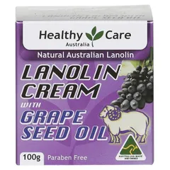 Kem Dưỡng Cừu Và Tinh Dầu Hạt Nho Healthy Care Lanolin Cream With Grape Seed Oil 100g - Hàng Úc
