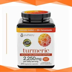 Viên uống Youtheory Turmeric 2250 mg |210 viên| Chống viêm/Hỗ trợ xương khớp chuyên sâu & Hỗ trợ chức năng gan/tiêu hóa [SP Chuẩn Mỹ]