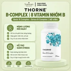 Thorne Basic B Complex / Stress B Complex 60 Viên - Vitamin B Complex B1 B2 B3 B5 B6 B12, Folate 5-MTHF, Choline