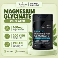 Viên Uống Bổ Sung Magie Sports Research Chelated Magnesium Glycinate 160mg 180 200 Viên – Magnesium Glycinate Vegan