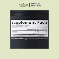 Viên Uống Bổ Sung Magie Sports Research Chelated Magnesium Glycinate 160mg 180 200 Viên – Magnesium Glycinate Vegan