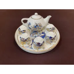 Đồ Thờ Cúng - Bộ Thờ Men Trắng Vẽ Vàng Hoa Sen Lam Gốm Sứ Bát Tràng