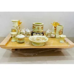 Đồ thờ cúng - bộ thờ cúng men kem gốm sứ Bát Tràng