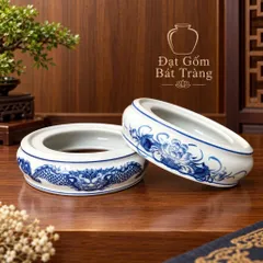 Đế sứ bát hương rồng/sen thờ cúng gốm sứ Bát Tràng HK