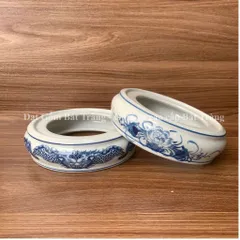 Đế sứ bát hương rồng/sen thờ cúng gốm sứ Bát Tràng HK