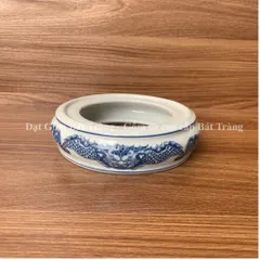 Đế sứ bát hương rồng/sen thờ cúng gốm sứ Bát Tràng HK