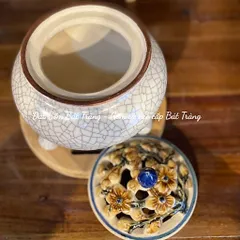 Lư xông nụ trầm hương men rạn đắp nổi gốm sứ Bát Tràng