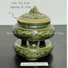 Lư xông nụ trầm hương gốm Bát Tràng - Lư đốt trầm Bát Tràng khắc tay
