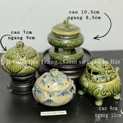 Lư xông nụ trầm hương gốm Bát Tràng - Lư đốt trầm Bát Tràng khắc tay