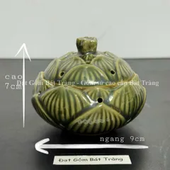 Lư xông nụ trầm hương gốm Bát Tràng - Lư đốt trầm Bát Tràng khắc tay
