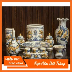 Đồ Thờ Cúng Cao Cấp Bát Tràng - Bộ Thờ Cúng Men Rạn Đắp Nổi - Bát Hương lư hương - bộ thờ gia tiên