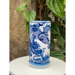 Lọ đựng hương, Ống cắm hương Họa tiết Rồng men lam Bát Tràng