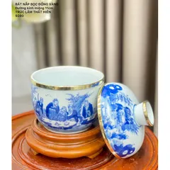 Bát nước thờ cúng cảnh trúc lâm thất hiền men ngọc gốm bát tràng