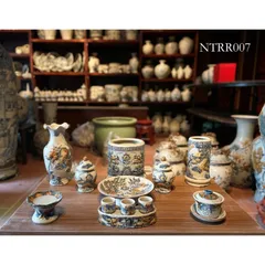 Lọ đựng hương - Ống cắm hương rồng , sen thờ cúng men rạn nổi Bát Tràng