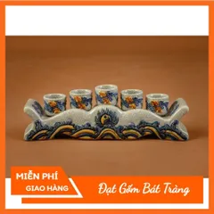 Kỉ nước thờ cúng - kỉ cong kỉ ngai hoạ tiết rồng , sen , sóng nước men rạn nổi Bát Tràng