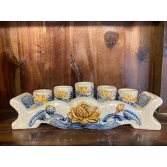 Kỉ nước thờ cúng - kỉ cong kỉ ngai hoạ tiết rồng , sen , sóng nước men rạn nổi Bát Tràng
