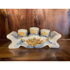 Kỉ nước thờ cúng - kỉ cong kỉ ngai hoạ tiết rồng , sen , sóng nước men rạn nổi Bát Tràng