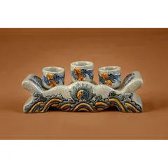 Kỉ nước thờ cúng - kỉ cong kỉ ngai hoạ tiết rồng , sen , sóng nước men rạn nổi Bát Tràng