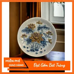 Mâm bồng bầy quả đồ thờ cúng men rạn đắp nổi