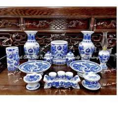 Đồ Thờ Cúng Cao Cấp Hàng Nghệ Nhân Bát Tràng - Bát Hương,Lọ hoa,Chóe,Kỷ,Mâm Bồng đồ thờ men trắng