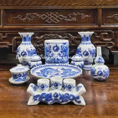Đồ Thờ Cúng Cao Cấp Hàng Nghệ Nhân Bát Tràng - Bát Hương,Lọ hoa,Chóe,Kỷ,Mâm Bồng đồ thờ men trắng