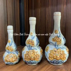Đồ Thờ Cúng Cao Cấp - Men Rạn Đắp Nổi Nghệ Nhân Bát Tràng - Bát Hương Lư Hương - Bộ Đồ Cúng