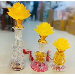 Đèn thờ hoa sen lưu ly - đồ thờ cúng phong thuỷ