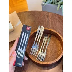 Hộp 10 dĩa inox ăn trái cây, đồ tráng miệng bằng inox 304 cao cấp, sang trọng 875971