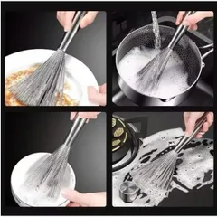 Chổi cọ, Bàn Chải Rửa Nồi Inox 304 cọ xoong nồi , chà rửa Cán Dài 21cm có móc treo - Làm Sạch Hiệu Quả, Không Để Lại Cặn 875986