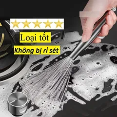 Chổi cọ, Bàn Chải Rửa Nồi Inox 304 cọ xoong nồi , chà rửa Cán Dài 21cm có móc treo - Làm Sạch Hiệu Quả, Không Để Lại Cặn 875986