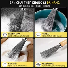Chổi cọ, Bàn Chải Rửa Nồi Inox 304 cọ xoong nồi , chà rửa Cán Dài 21cm có móc treo - Làm Sạch Hiệu Quả, Không Để Lại Cặn 875986