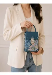 (NEW LIMITED ORDER VIP) - Túi xách nữ da cao cấp họa tiết ĐỎ và XANH đeo vai dây xích nhỏ thương hiệu MISS GAIL