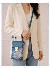 (NEW LIMITED ORDER VIP) - Túi xách nữ da cao cấp họa tiết ĐỎ và XANH đeo vai dây xích nhỏ thương hiệu MISS GAIL
