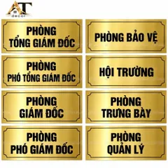 Bảng tên phòng chức danh dán cửa chất liệu nhôm alu vàng cao cấp, tặng kèm keo dán, có hỗ trợ thiết kế theo yêu cầu