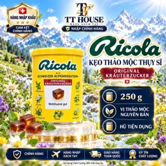 KẸO NGẬM THẢO MỘC RICOLA ORIGINAL KRÄUTERZUCKER HỘP THIẾC 250G – CHUẨN NỘI ĐỊA THỤY SĨ