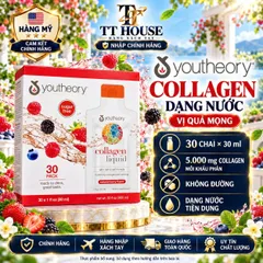 COLLAGEN NƯỚC YOUTHEORY COLLAGEN LIQUID 5000MG HỘP 30 GÓI VỊ DÂU RỪNG BERRY – CHUẨN NỘI ĐỊA MỸ