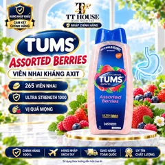 VIÊN KẸO NHAI GIẢM ĐẦY BỤNG Ợ CHUA TUMS ULTRA 1000 CHAI 265 VIÊN NỘI ĐỊA MỸ