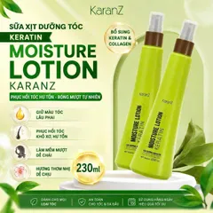 Sữa Xịt dưỡng tóc KERATIN MOISTURE LOTION KARANZ collagen giữ ẩm phục hồi khô xơ rối hư tổn 230ml