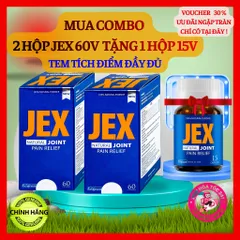 [Đầy Đủ Tem Tích Điểm] COMBO 2 Hộp JEX 60V tặng 1 chai 15V hỗ trợ giảm đau, tái tạo xương khớp