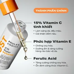 Tinh chất làm sáng da, mờ thâm nám và giảm nếp nhăn chứa 15% Vitamin Paula's choice C15 Super Booster-chính hãng nhập khẩu