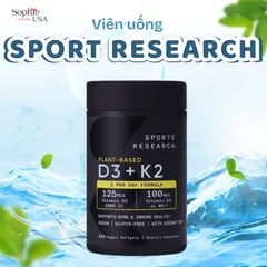 (HỎA TỐC) Viên uống bổ sung Vitamin D3K2 Sports Research D3 K2 - 60v của Mỹ
