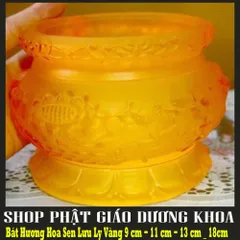 Lư Hương lưu ly vàng cao cấp - Bát Hương Hoa Sen Lưu Ly Vàng 9 cm - 11 cm - 13 cm - 18cm rất đẹp