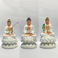 Bộ Tây Phương Tam Thánh Trắng Vẽ Ngồi 30cm Siêu Đẹp